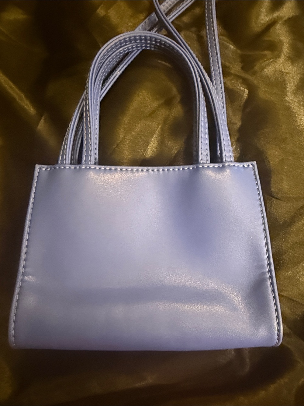 Telfar - Vegan Leather Small Handbag - Blue With Logo on Front - Picture 2 of 5